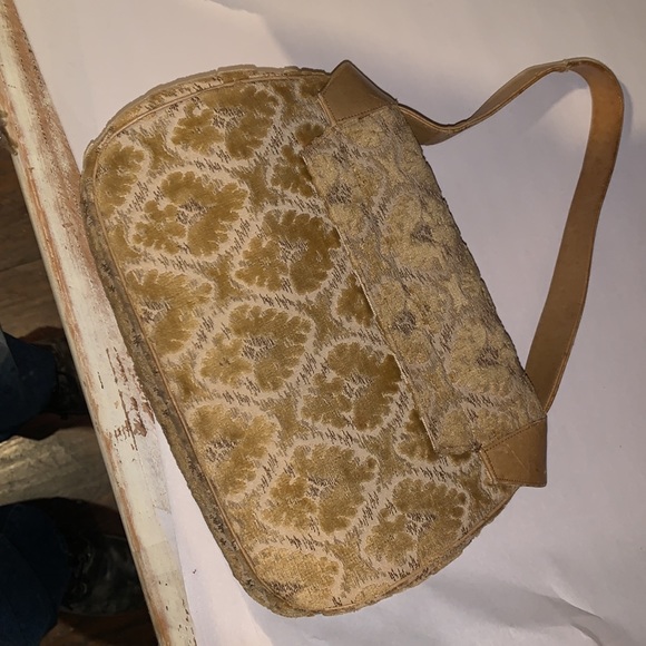 Vintage 1950's Cream Velvet & Leather Bag by Bienen Davis. - Picture 4 of 8